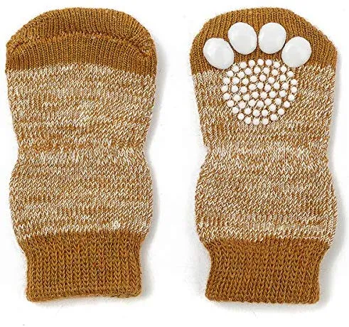 Harfkoko - Calcetines de punto antideslizante para perros y gatos con refuerzo de goma, protector de huella de perro antideslizante y protector de huella de gato para uso en interiores, apto para perros y gatos pequeños y medianos y grandes