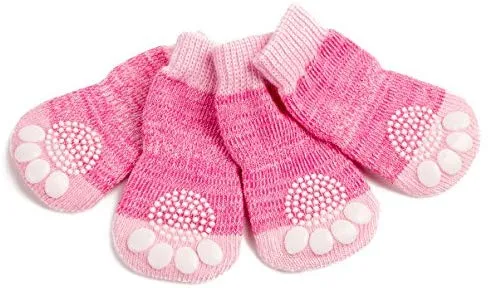 Harfkoko - Calcetines de punto antideslizante para perros y gatos con refuerzo de goma, protector de huella de perro antideslizante y protector de huella de gato para uso en interiores, apto para perros y gatos pequeños y medianos y grandes
