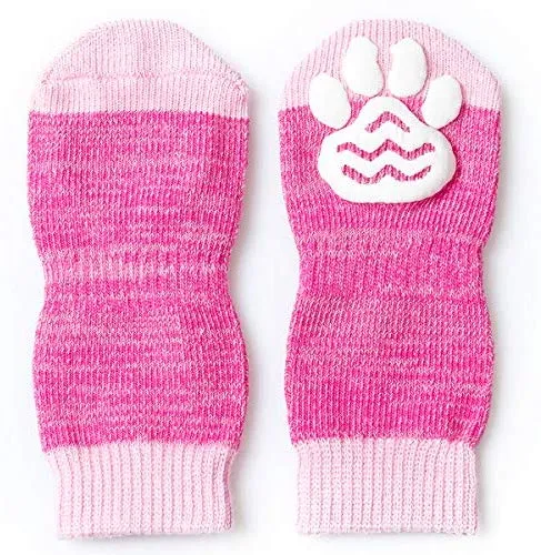 Harfkoko - Calcetines de punto antideslizante para perros y gatos con refuerzo de goma, protector de huella de perro antideslizante y protector de huella de gato para uso en interiores, apto para perros y gatos pequeños y medianos y grandes