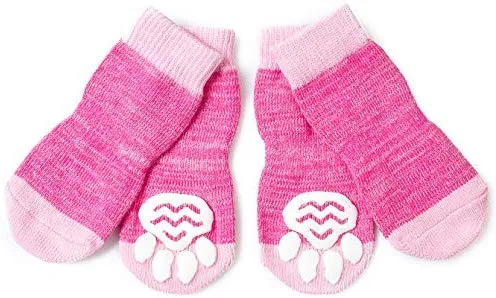 Harfkoko - Calcetines de punto antideslizante para perros y gatos con refuerzo de goma, protector de huella de perro antideslizante y protector de huella de gato para uso en interiores, apto para perros y gatos pequeños y medianos y grandes