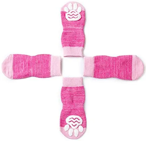 Harfkoko - Calcetines de punto antideslizante para perros y gatos con refuerzo de goma, protector de huella de perro antideslizante y protector de huella de gato para uso en interiores, apto para perros y gatos pequeños y medianos y grandes