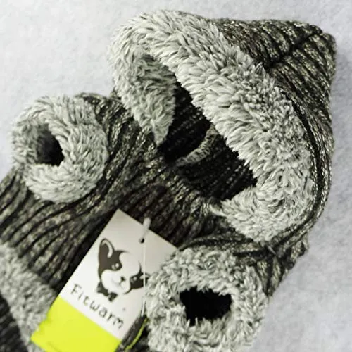 Fitwarm sudaderas tejidas para perros. Abrigo. Suéter. Chamarra con capucha para mascota, color gris.