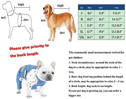 PetBoBo - Trajes de ropa para perro, pantalones de jean para mascotas, 5 tamaños opcionales