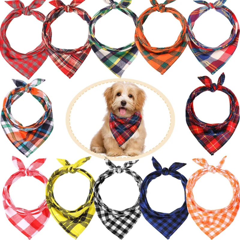 Bandanas de perro de 12 piezas, pañuelo triangular para perro, impresión reversible lavable, baberos para perro, juego de pañuelos, apto para mascotas pequeñas o medianas