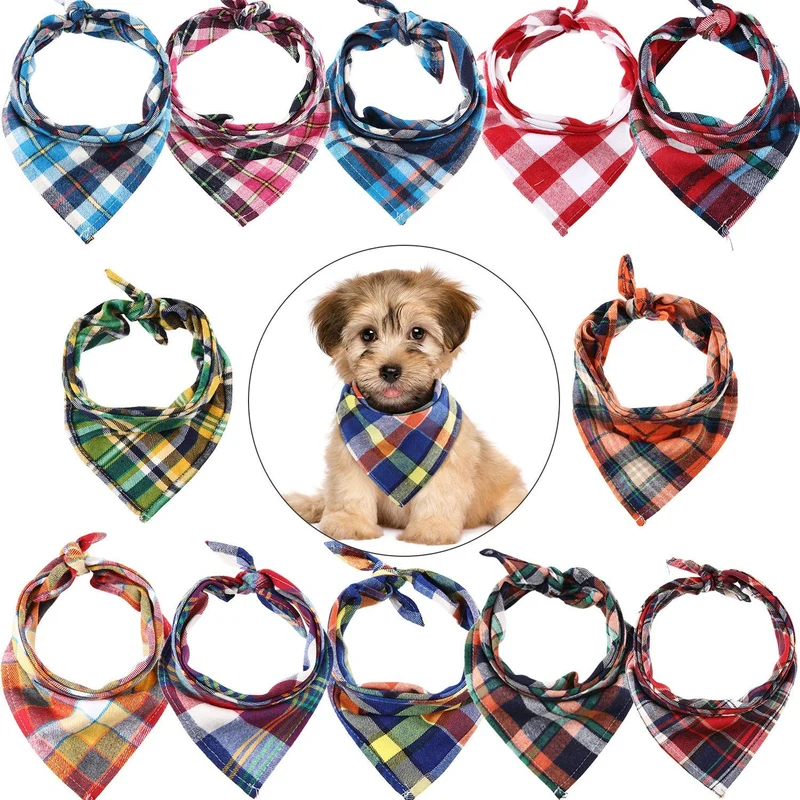 Bandanas de perro de 12 piezas, pañuelo triangular para perro, impresión reversible lavable, baberos para perro, juego de pañuelos, apto para mascotas pequeñas o medianas