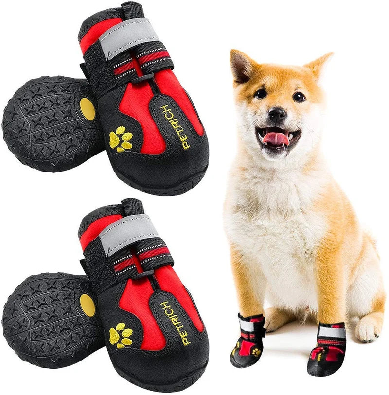 LLNstore - Botas de nieve para perro, botas de lluvia para perros medianos y grandes, con correas reflectantes ajustables, suela antideslizante, resistente al viento