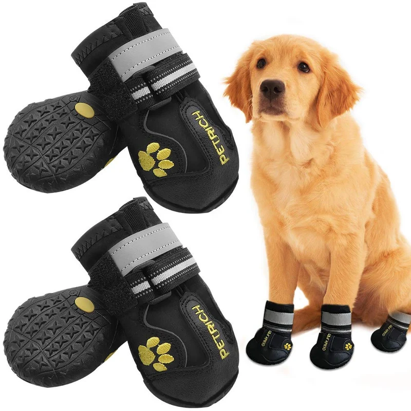 LLNstore - Botas de nieve para perro, botas de lluvia para perros medianos y grandes, con correas reflectantes ajustables, suela antideslizante, resistente al viento