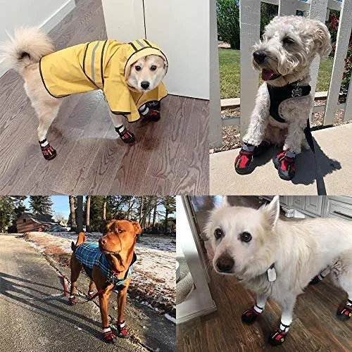 LLNstore - Botas de nieve para perro, botas de lluvia para perros medianos y grandes, con correas reflectantes ajustables, suela antideslizante, resistente al viento