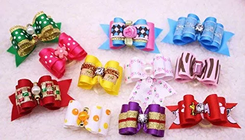 Yagopet - Lazos para el pelo de perro, estilo de mezcla caliente, con diamantes de imitación, lazos para la parte superior del perro, lazos para el aseo de mascotas, accesorios para el cabello