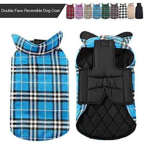 MIGOHI Dog Jackets for Winter Windproof Waterproof Reversible Dog Coat for Cold Weather British Style Plaid Warm Dog Vest for Small Medium Large Dogs