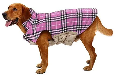 MIGOHI Dog Jackets for Winter Windproof Waterproof Reversible Dog Coat for Cold Weather British Style Plaid Warm Dog Vest for Small Medium Large Dogs