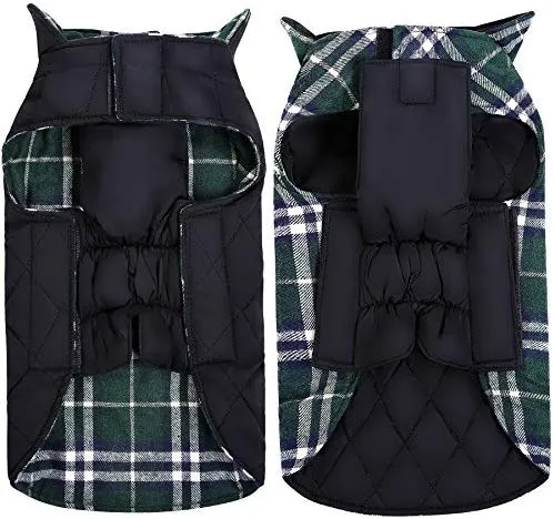 MIGOHI Dog Jackets for Winter Windproof Waterproof Reversible Dog Coat for Cold Weather British Style Plaid Warm Dog Vest for Small Medium Large Dogs
