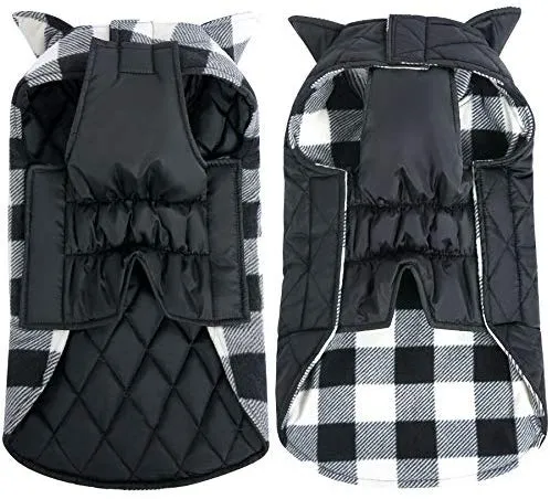 MIGOHI Dog Jackets for Winter Windproof Waterproof Reversible Dog Coat for Cold Weather British Style Plaid Warm Dog Vest for Small Medium Large Dogs