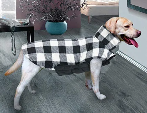 MIGOHI Dog Jackets for Winter Windproof Waterproof Reversible Dog Coat for Cold Weather British Style Plaid Warm Dog Vest for Small Medium Large Dogs