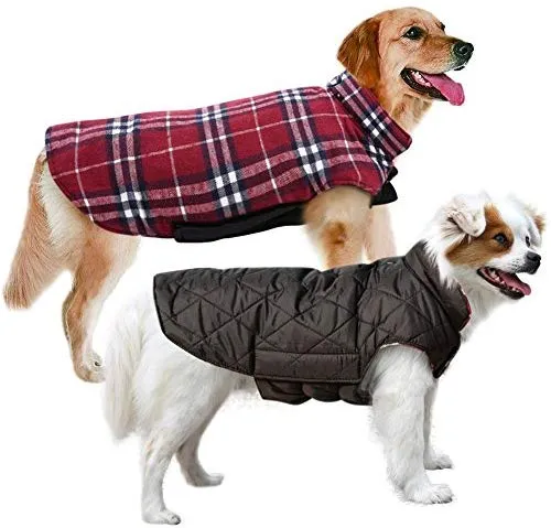 MIGOHI Dog Jackets for Winter Windproof Waterproof Reversible Dog Coat for Cold Weather British Style Plaid Warm Dog Vest for Small Medium Large Dogs