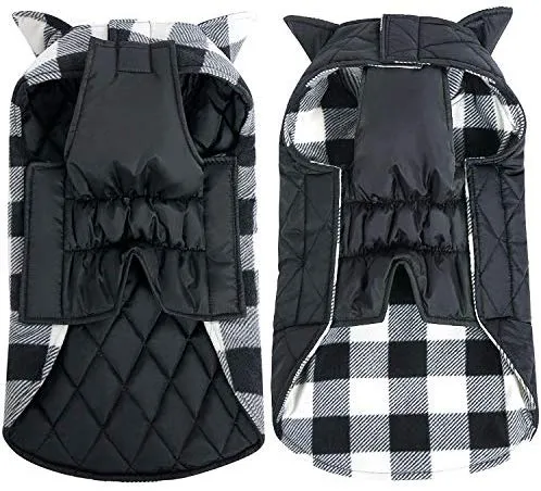 MIGOHI Dog Jackets for Winter Windproof Waterproof Reversible Dog Coat for Cold Weather British Style Plaid Warm Dog Vest for Small Medium Large Dogs