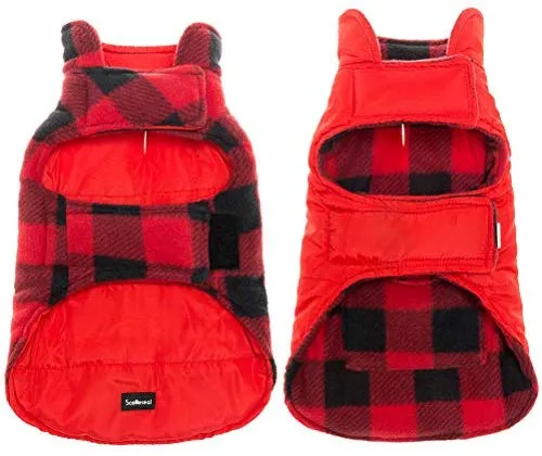 SCENEREAL - Chaleco de invierno para perro, reversible, abrigo cálido, resistente al viento, impermeable, chaleco navideño, para perros pequeños, medianos y grandes, para mascotas