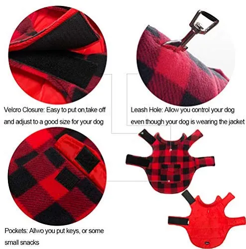 SCENEREAL - Chaleco de invierno para perro, reversible, abrigo cálido, resistente al viento, impermeable, chaleco navideño, para perros pequeños, medianos y grandes, para mascotas