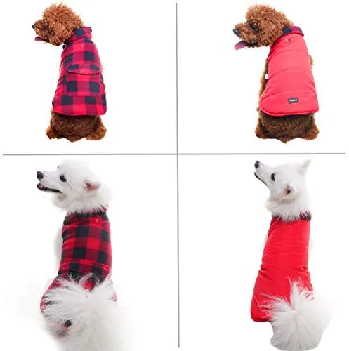 SCENEREAL - Chaleco de invierno para perro, reversible, abrigo cálido, resistente al viento, impermeable, chaleco navideño, para perros pequeños, medianos y grandes, para mascotas