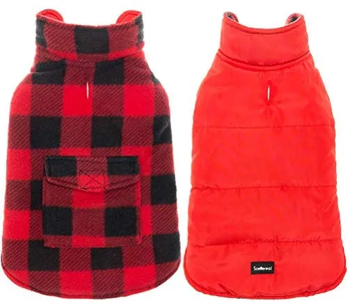 SCENEREAL - Chaleco de invierno para perro, reversible, abrigo cálido, resistente al viento, impermeable, chaleco navideño, para perros pequeños, medianos y grandes, para mascotas