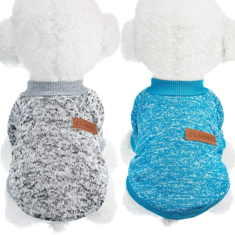 Satinior - 2 piezas de ropa para mascotas de invierno para cachorro clásico cálido abrigo de invierno para cachorro de punto ropa