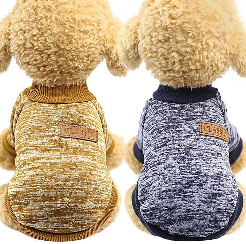 Satinior - 2 piezas de ropa para mascotas de invierno para cachorro clásico cálido abrigo de invierno para cachorro de punto ropa