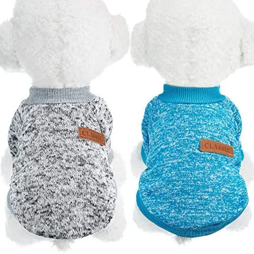 Satinior - 2 piezas de ropa para mascotas de invierno para cachorro clásico cálido abrigo de invierno para cachorro de punto ropa