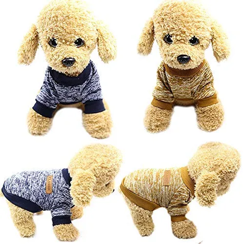 Satinior - 2 piezas de ropa para mascotas de invierno para cachorro clásico cálido abrigo de invierno para cachorro de punto ropa
