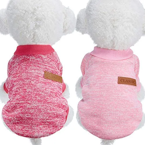 Satinior - 2 piezas de ropa para mascotas de invierno para cachorro clásico cálido abrigo de invierno para cachorro de punto ropa
