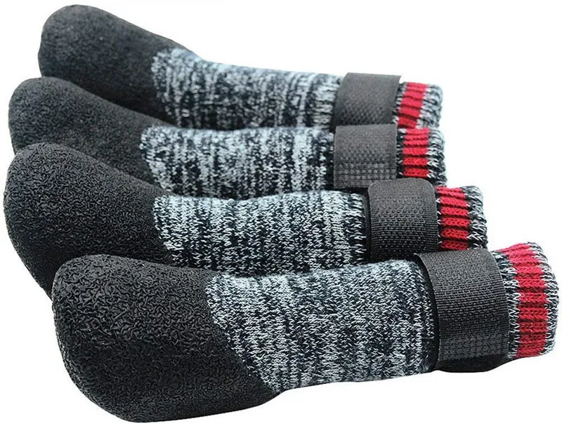 Calcetines con suela de goma para perros, botas con correas de velcro para perros, control de tracción, botas antideslizantes, impermeables