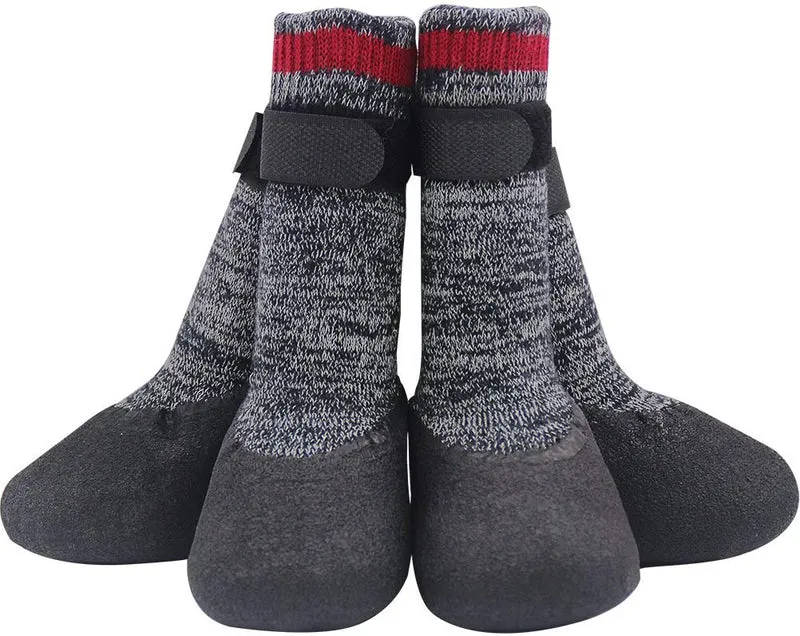 Calcetines con suela de goma para perros, botas con correas de velcro para perros, control de tracción, botas antideslizantes, impermeables