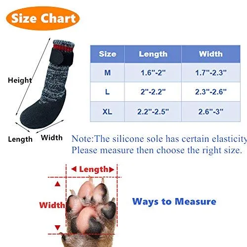 Calcetines con suela de goma para perros, botas con correas de velcro para perros, control de tracción, botas antideslizantes, impermeables