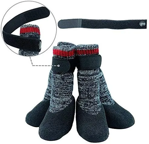 Calcetines con suela de goma para perros, botas con correas de velcro para perros, control de tracción, botas antideslizantes, impermeables