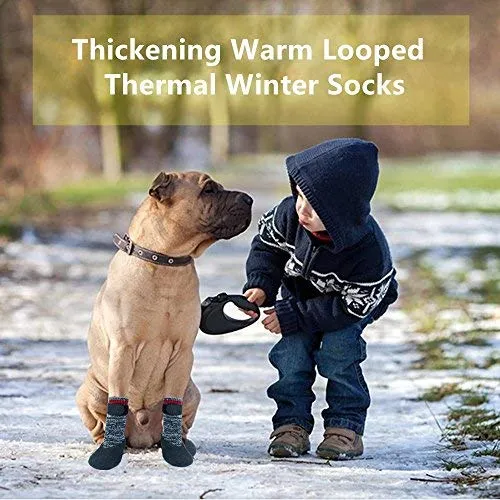Calcetines con suela de goma para perros, botas con correas de velcro para perros, control de tracción, botas antideslizantes, impermeables
