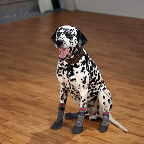 Calcetines con suela de goma para perros, botas con correas de velcro para perros, control de tracción, botas antideslizantes, impermeables