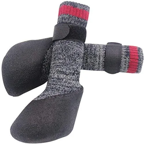Calcetines con suela de goma para perros, botas con correas de velcro para perros, control de tracción, botas antideslizantes, impermeables