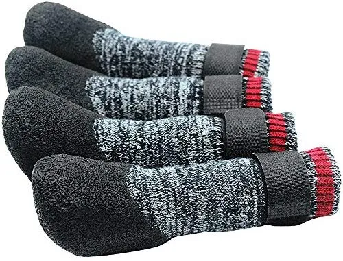 Calcetines con suela de goma para perros, botas con correas de velcro para perros, control de tracción, botas antideslizantes, impermeables