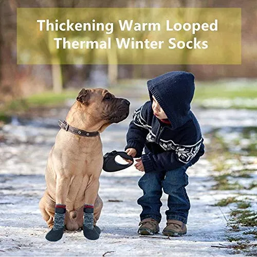 Calcetines con suela de goma para perros, botas con correas de velcro para perros, control de tracción, botas antideslizantes, impermeables