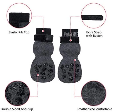 PAWCHIE Calcetines para perro para suelo de madera dura con correa interior antideslizante protector de pata para control de tracción
