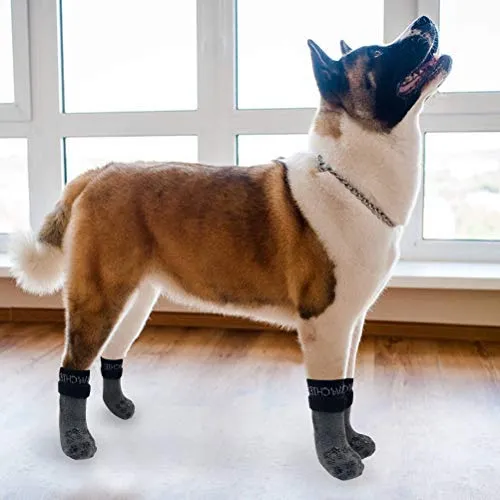PAWCHIE Calcetines para perro para suelo de madera dura con correa interior antideslizante protector de pata para control de tracción