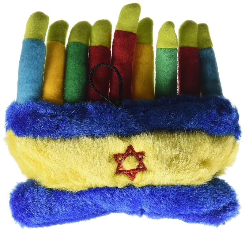 Copa Judaica chewish Treat hannukkah Menorá Chirriador Felpa Perro Juguete, 6 por 5 por 2.5-inch, multicolor