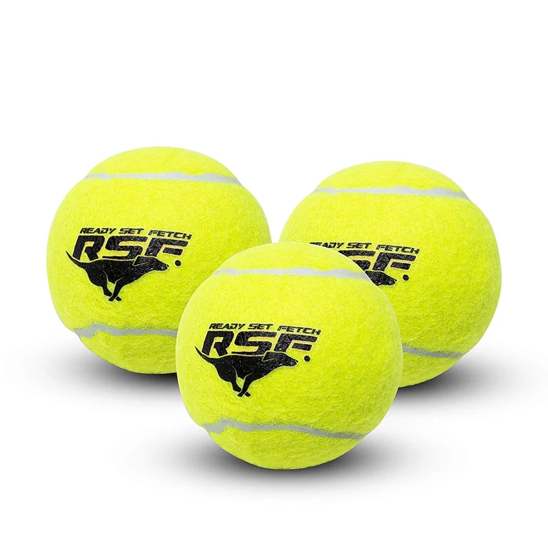Franklin Pet Supply Ready Set Fetch Squeak pelotas de tenis perro juguete - Squeaks When Squeezed - 3 unidades