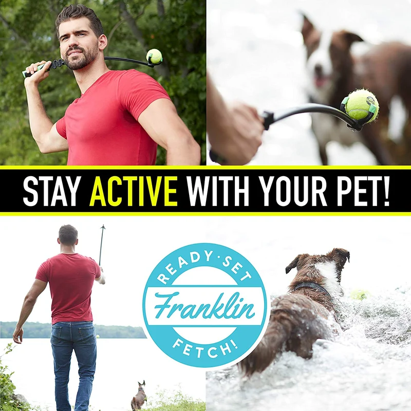 Franklin Pet Supply Ready Set Fetch Squeak pelotas de tenis perro juguete - Squeaks When Squeezed - 3 unidades