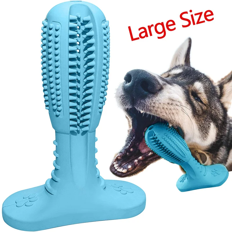 Wisedom Cepillo de dientes para perro, palillo de cuidado dental para cachorro, masajeador eficaz para limpieza de dientes de perro, masajeador de goma natural resistente a mordeduras para masticar juguetes para perros y mascotas
