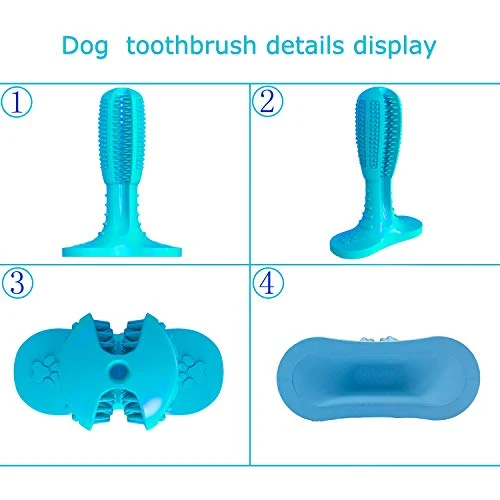 Wisedom Cepillo de dientes para perro, palillo de cuidado dental para cachorro, masajeador eficaz para limpieza de dientes de perro, masajeador de goma natural resistente a mordeduras para masticar juguetes para perros y mascotas