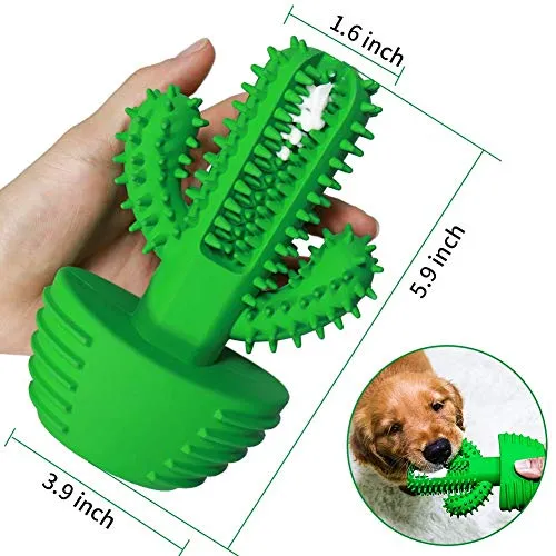 Wisedom Cepillo de dientes para perro, palillo de cuidado dental para cachorro, masajeador eficaz para limpieza de dientes de perro, masajeador de goma natural resistente a mordeduras para masticar juguetes para perros y mascotas