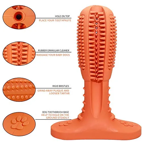 Wisedom Cepillo de dientes para perro, palillo de cuidado dental para cachorro, masajeador eficaz para limpieza de dientes de perro, masajeador de goma natural resistente a mordeduras para masticar juguetes para perros y mascotas