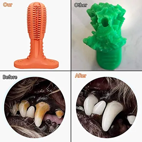 Wisedom Cepillo de dientes para perro, palillo de cuidado dental para cachorro, masajeador eficaz para limpieza de dientes de perro, masajeador de goma natural resistente a mordeduras para masticar juguetes para perros y mascotas