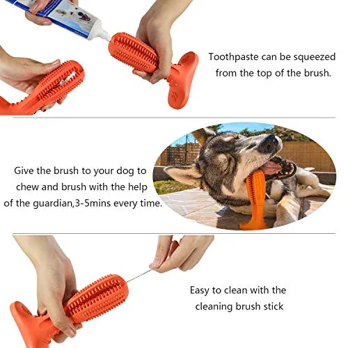 Wisedom Cepillo de dientes para perro, palillo de cuidado dental para cachorro, masajeador eficaz para limpieza de dientes de perro, masajeador de goma natural resistente a mordeduras para masticar juguetes para perros y mascotas