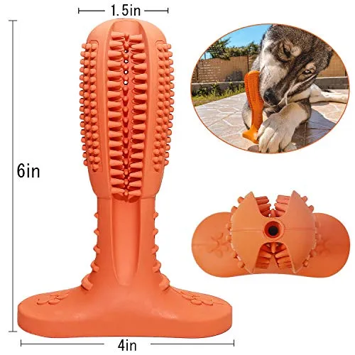 Wisedom Cepillo de dientes para perro, palillo de cuidado dental para cachorro, masajeador eficaz para limpieza de dientes de perro, masajeador de goma natural resistente a mordeduras para masticar juguetes para perros y mascotas